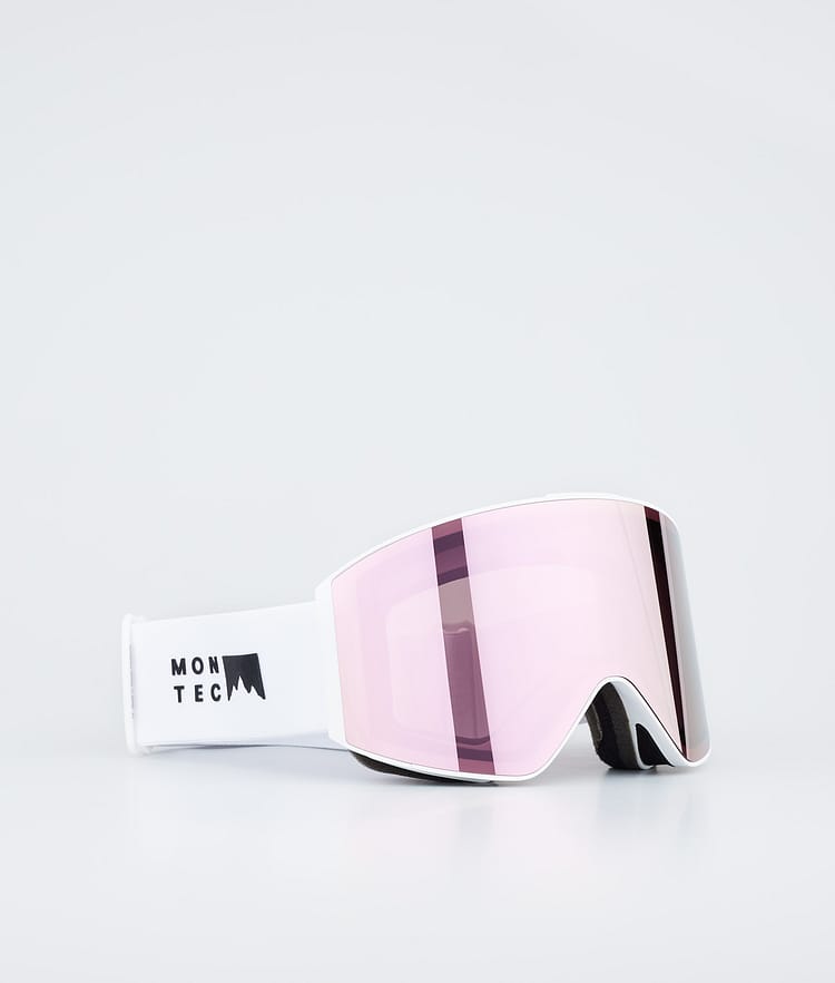 Ski Goggles White W/Rose Mirror