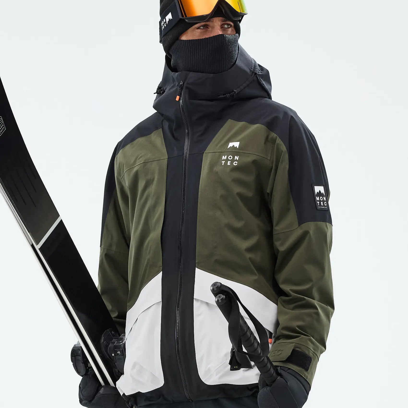 Morpheus ski jacket men - Black/Olive Green/Light Grey