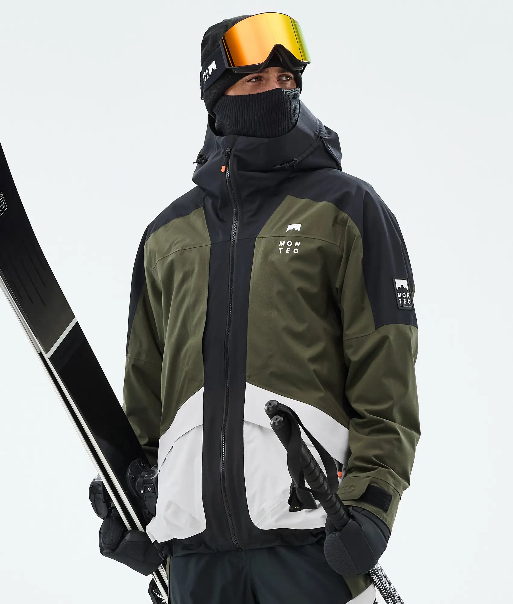 Morpheus ski jacket men - Black/Olive Green/Light Grey