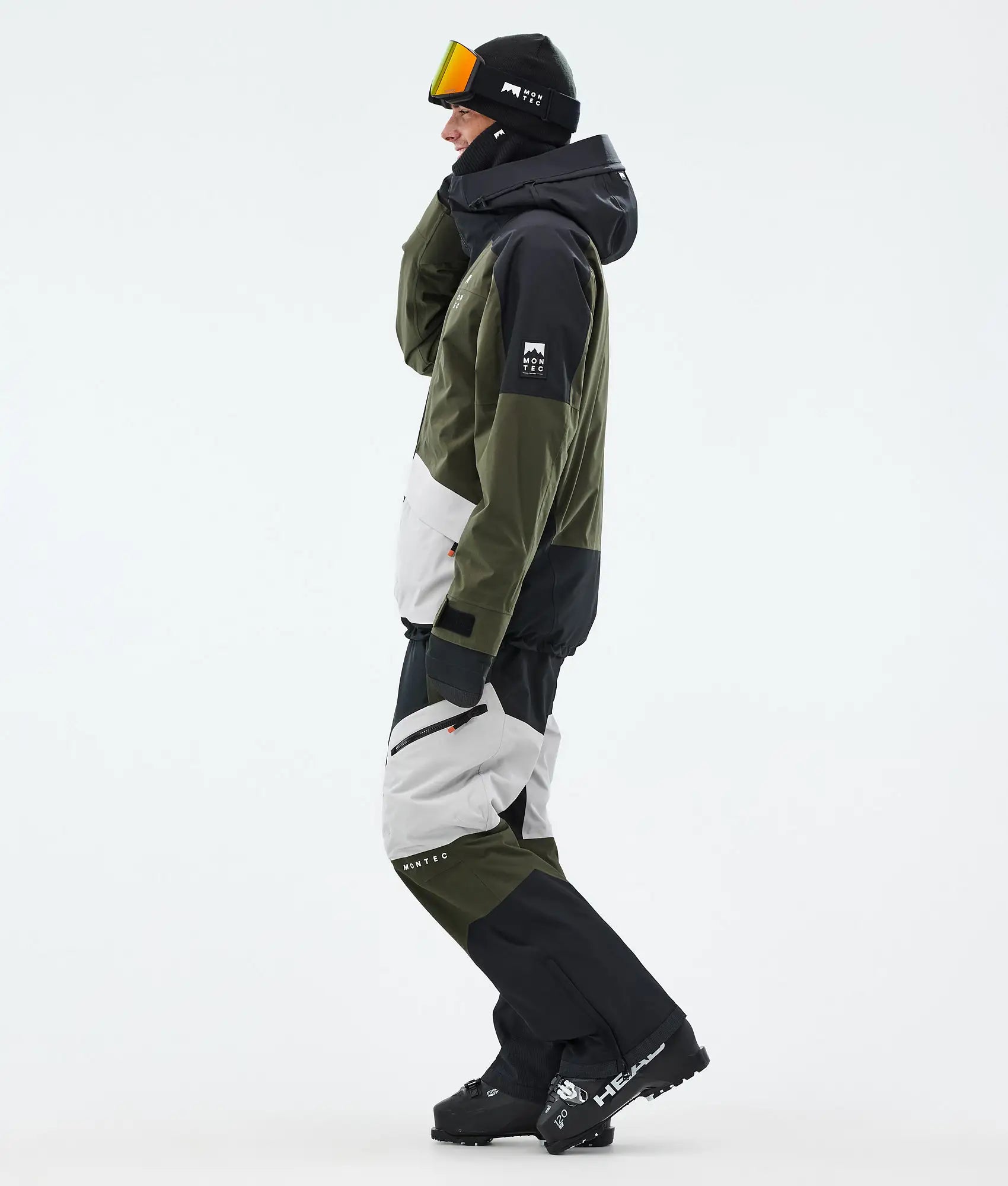 Morpheus ski jacket men - Black/Olive Green/Light Grey