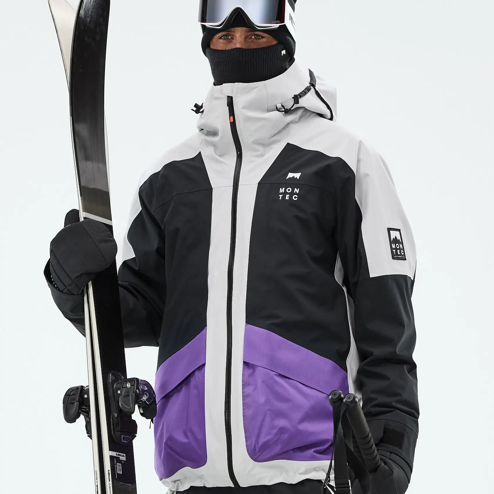 Morpheus Ski Jacket Men - Light Grey/Black/Vivid Purple